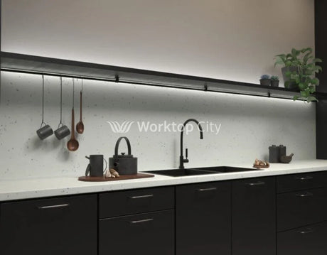 Senses Laminate Kitchen Worktops White Fleck Round (Postformed) Edge Matte Finish