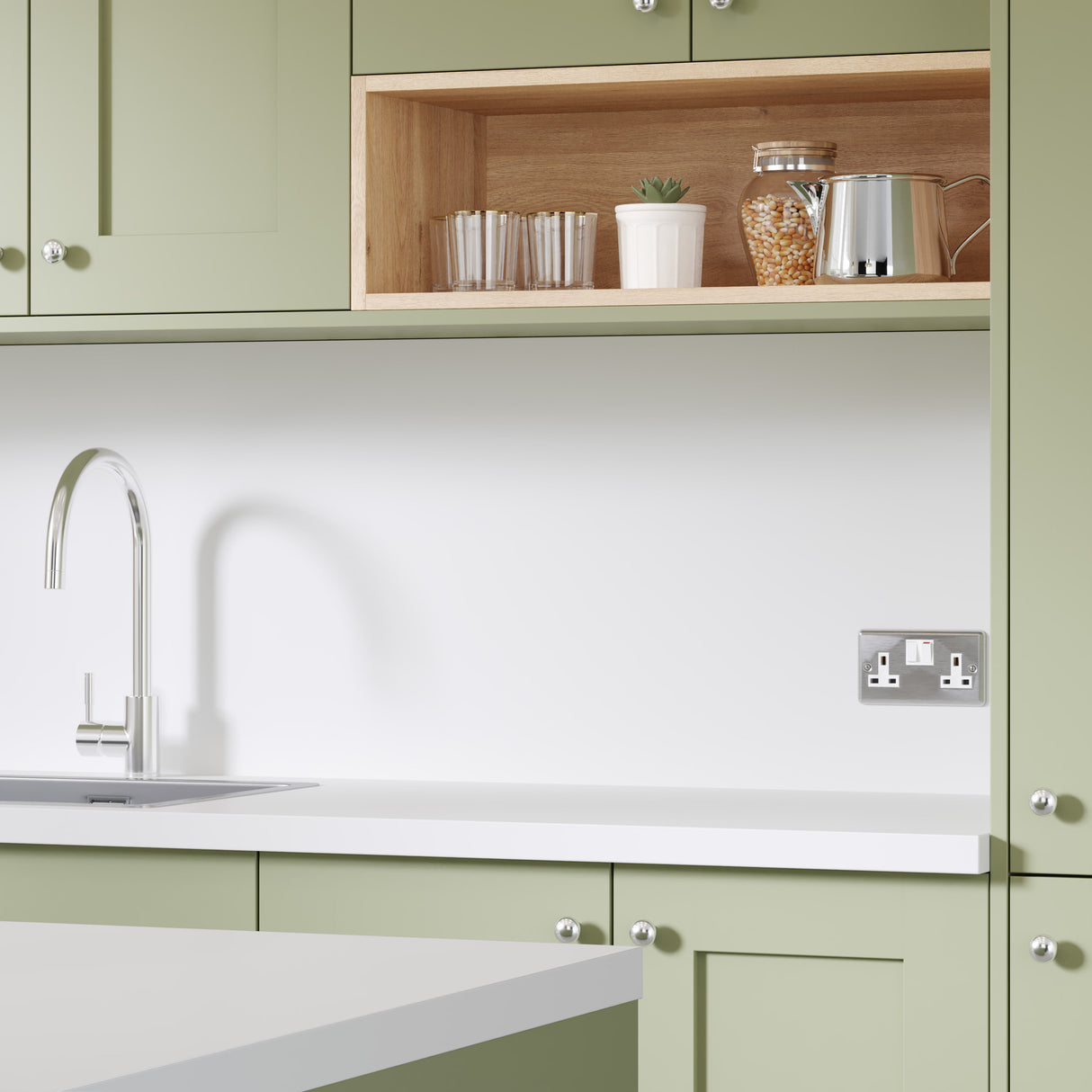 Bushboard Options Pure White Kitchen Worktops (Stone Finish)