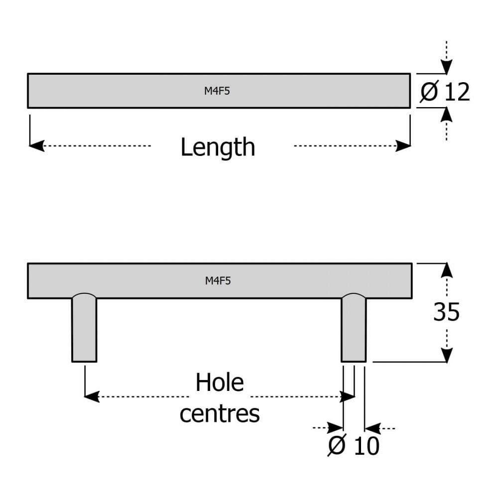 M4TEC Edderton T-Bar Handle – Chrome Cabinet, Cupboard & Door Handle (F5 Series)