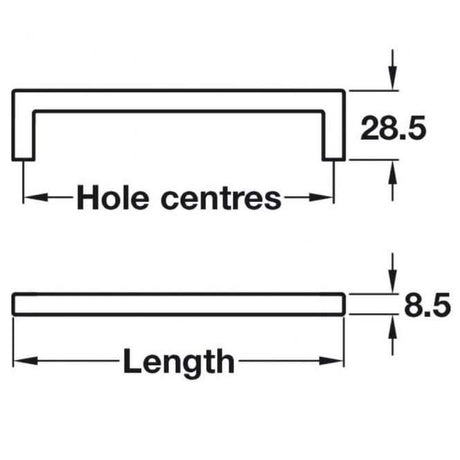 Viefe U Modern Matt Black Kitchen Cabinet Door Handle Balimore HAF108